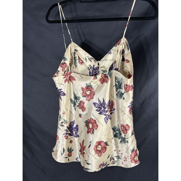 Vtg. Kathryn Spaghetti Strap Button Front Floral Purp/Red/Tan W/Flutter Hem Sz M - Picture 3 of 7